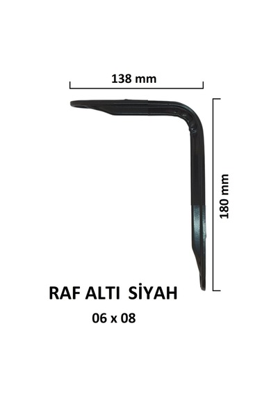 Metal Boyalı Lüx Siyah Raf Altı 6x8 - (2 Adet)