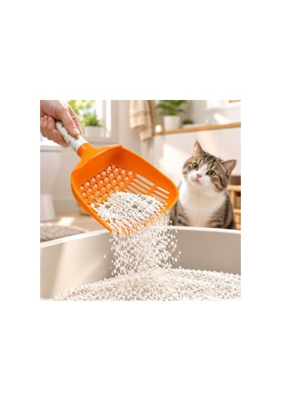 Çift Kademeli Elek Tasarımlı Kedi Kum Küreği, Hijyenik Temizlik