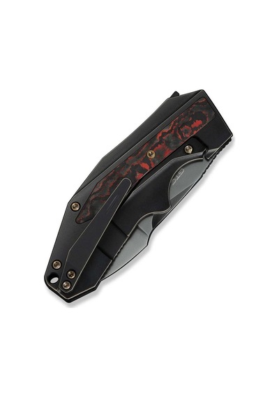 We Knife Coral Slt Flipper Knife Titanium & Fatcarbon Fiber Black Lava Flow Handle Kamp Çakı Çok Renkli
