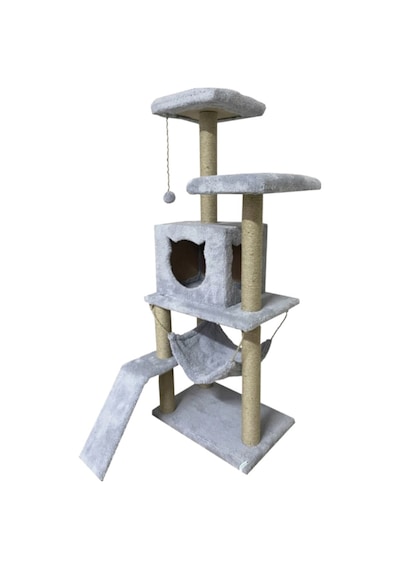 Reyo Pet S9 Kedi Tırmalama Kulesi Platformlu 124 Cm Gri