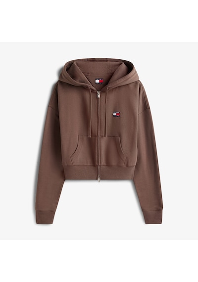 Tommy Hilfiger Bxy Crop Zip Kadın Kahverengi Sweatshirt Dw0dw21976 Kahverengi