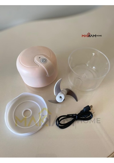 Makkam Home / 3 Bıçaklı Şarjlı Mini Doğrayıcı, Pratik Rondo, Kablosuz Mutfak Robotu, Şarjlı El Rondosu Pembe Diğer