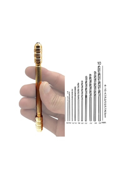 Merttools El Matkabı 10lu Matkap Uc Seti Mekanik Pim Mengenesi Hassas Elektronikçi Saatçi Boncuk Delme Aleti