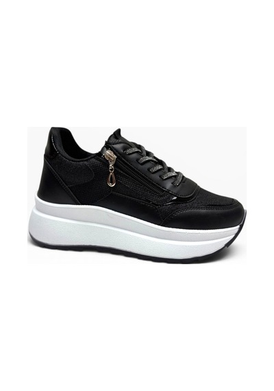 Alves 0846-26 Simli Cilt Deri Anatomik Taban Kadın Sneaker Siyah Beyaz 36-40