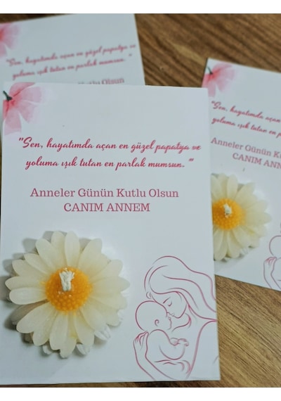 Bernami Mumluk Şamdanpinterest Anneler Günü Mesaj Kartı Ve El Yapımı Papatya Mum Canım Annem Temalı - 1 Adet Diğer