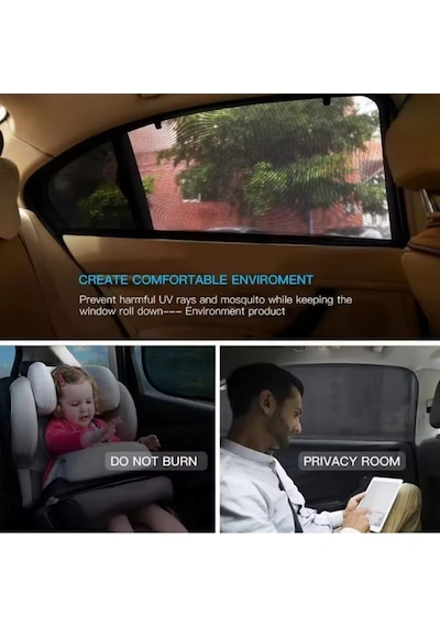 2 Adet Arka Yan Cam Güneşlik Güneş Koruma Gölgelik Sineklik Perde Suv Araçlar İçin