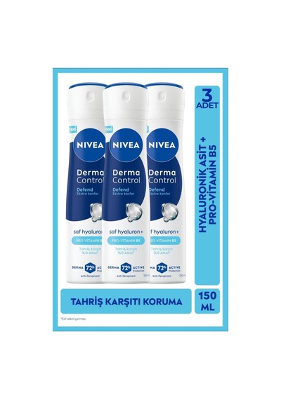 Nivea Derma Control Defend Kadın Sprey Deodorant 150 Ml 3 Adet