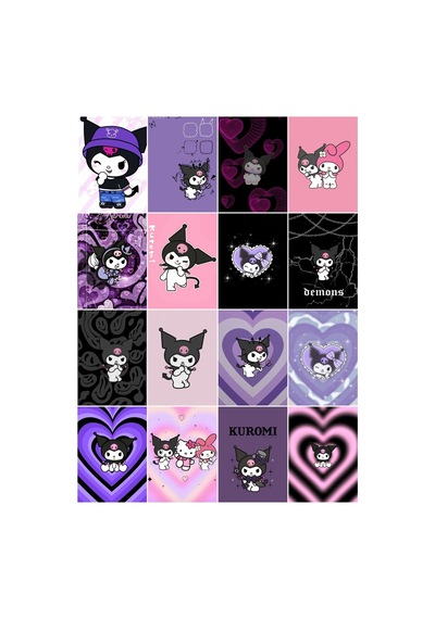 Kuromi 2 No Çoklu 16'lı Sticker Seti Diğer