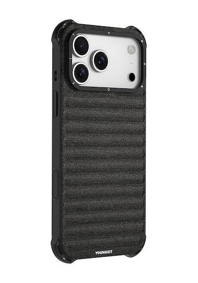 Apple Uyumlu iPhone 17 Pro Max Kılıf M-safe Şarj Özellikli Youngkit Canvas Serisi Kapak Siyah Siyah