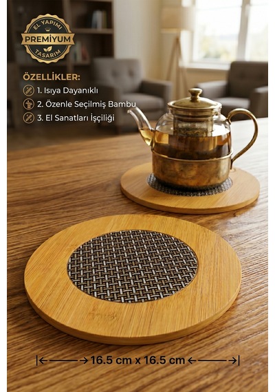 Ahşap Tencere Tava Çaydanlık Atlığı Nihale Seti 3 Lü Set