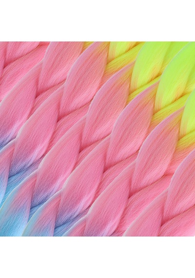 Afrika Örgülük Ombreli Sentetik 100 Gr. / Neon Sarı / Pembe / Açık Mavi - Zmff-462958 Çok Renkli