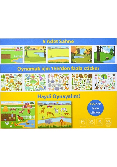 Lino Tekrar Kullanılabilen Sticker Pad Hayvanlar Ls-600 Gko