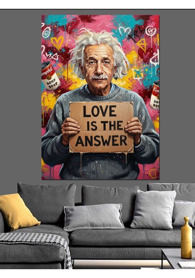 Albert Einstein Aşkın Tatlı Dili Dekoratif Kanvas - Mdf Ahşap Tablo