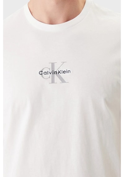 Calvin Klein Ss 30s Micro Monologo Graphic Parlak Beyaz T-shirt-13083 Beyaz