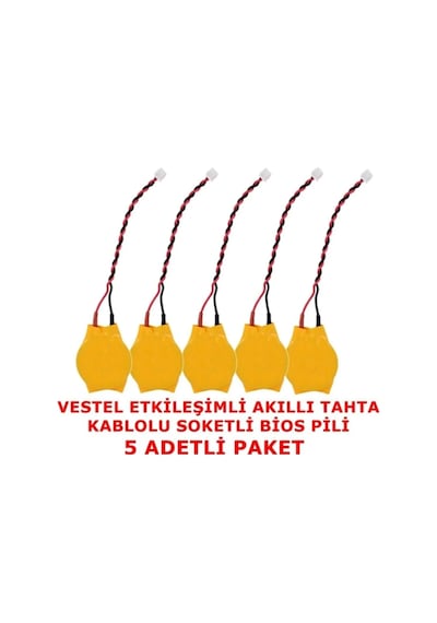 Vestel Uyumlu Faz-2 Akıllı Tahta Kablolu Soketli Bios Pili 5 Adet