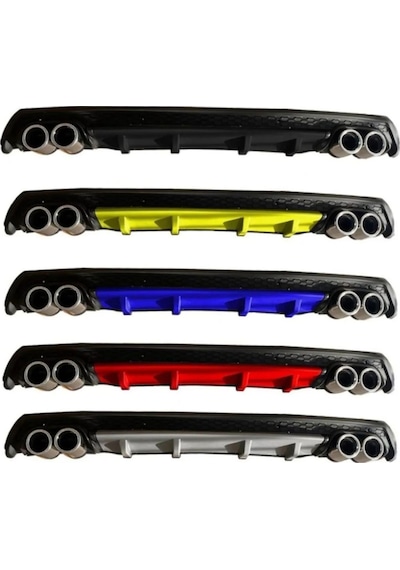 For Toyota Auris Yuvarlak Egzozlu Kırmızı Difüzör Difizör Çiftli Egzoz Görünüm Arka Ek