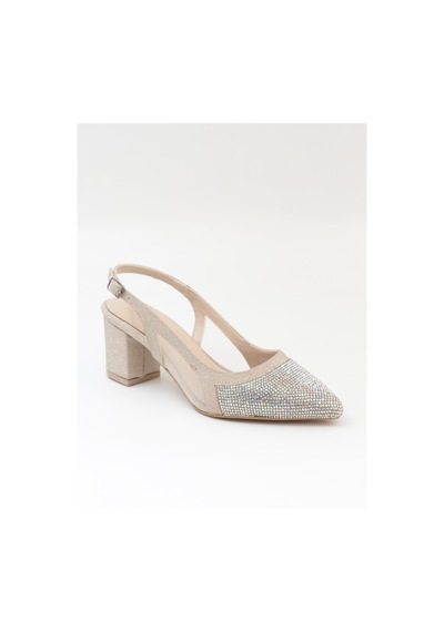 Nesilshoes Nesil Shoes Özma 7025 Altın Taşlı Kadın Sandalet