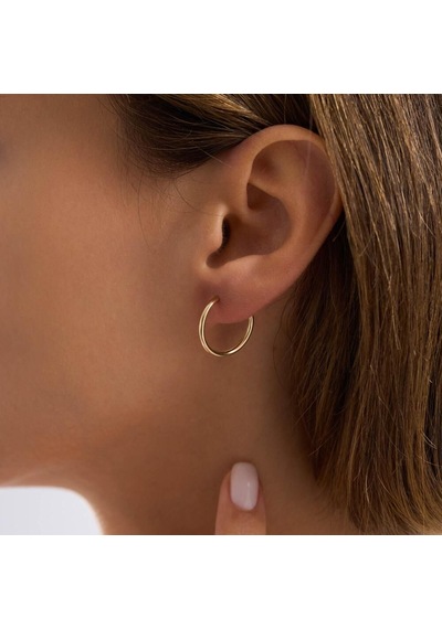 14k Altın Halka Küpe 1,2 Mm 1.5 Cm Gizli Kilit T14304 Renkli