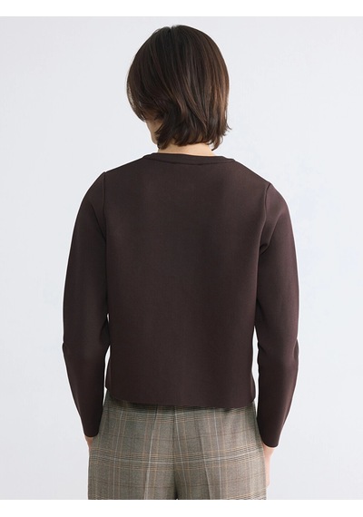 LC Waikiki Lcw Everyday Kahverengi Bisiklet Yaka Kadın Triko Hırka Dark Brown
