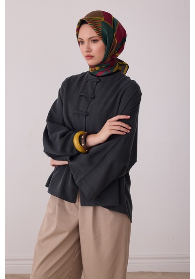 Belli Geometrik Desen %100 Twill İpek Eşarp Be01 Yeşil