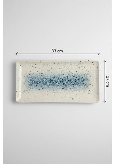 Flora Dikdörtgen Kayık Tabak 33x17cm Dijital Splash Rinart Krem