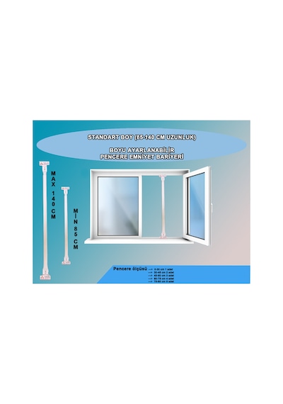 5 Adet Beyaz Renk Pencere Güvenlik Bariyeri-boyu Ayarlanabilir Korkuluk 80-130 Cm