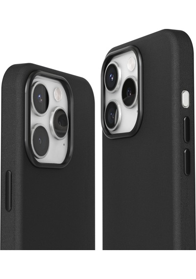 Vonmahlen Apple Uyumlu iPhone 16 Pro Max Deri Görünümlü Magsafe Kılıf Siyah