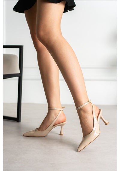 Dabab Shoes Julıette Kadın Bej Rugan Sivri Burun Bilekten Bantlı 7 Cm İnce Topuklu Slingback Ayakkabı Dabab Shoes Julıette Kadın Bej Rugan Sivri Burun Bilekten Bantlı 7 Cm İnce Topuklu Slingback Ayakkabı