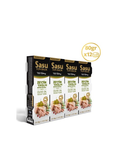 Sasu Zeytinyağlı Ton Balığı Bütün Dilim 12 x 80 G
