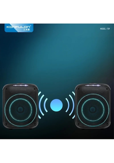 Mark Konfulon F39 25w Sürücülü Rgb Işıklı 2 Adet Mikrofonlu Bluetooth 5.3 Kablosuz Hoparlör Siyah Najmaddin