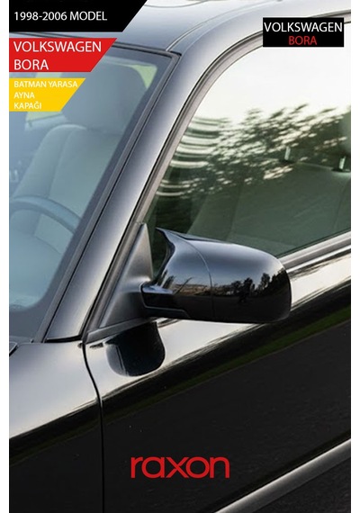 Volkswagen Bora 1998-2006 Batman & Yarasa Ayna Kapağı Parlak Piano Black Sport