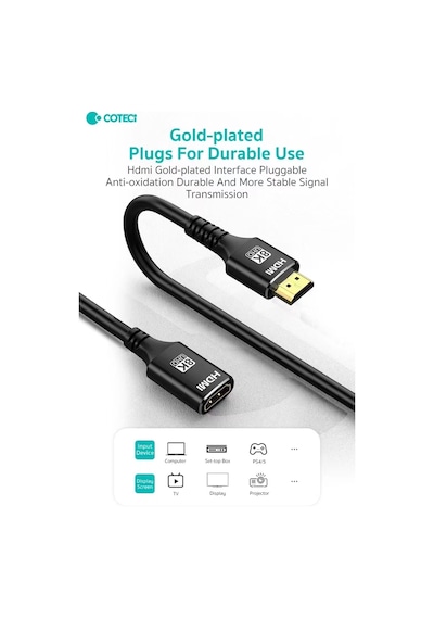 Dişi Erkek Uçlu Hdmı 2.1 Uzatma Kablosu - 8k 60hz - 4k 120hz - 48gbps Ps5 Tv Monitör Uzatıcı 1 Metre