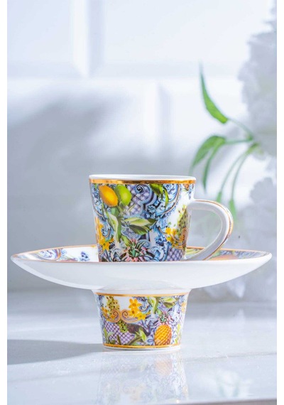 Acar Capri 12 Parça 6 Kişilik Porselen Kahve Fincanı Takımı 90 Ml Çok Renkli