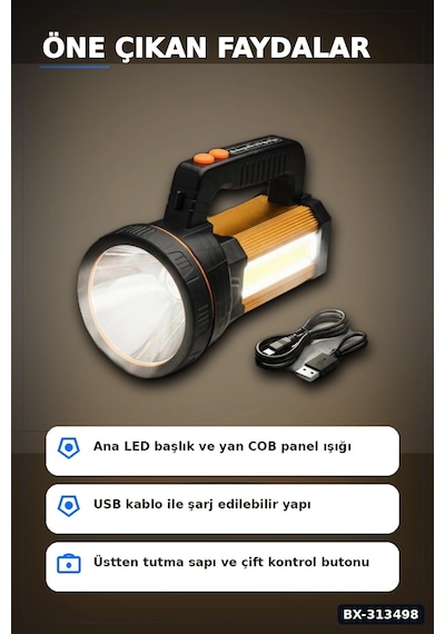 Çok Modlu 800w Acil Durum El Feneri - 800m Menzilli - Kamp Ve Doğa Aktiviteleri İçin Bx-313498 Çok Renkli