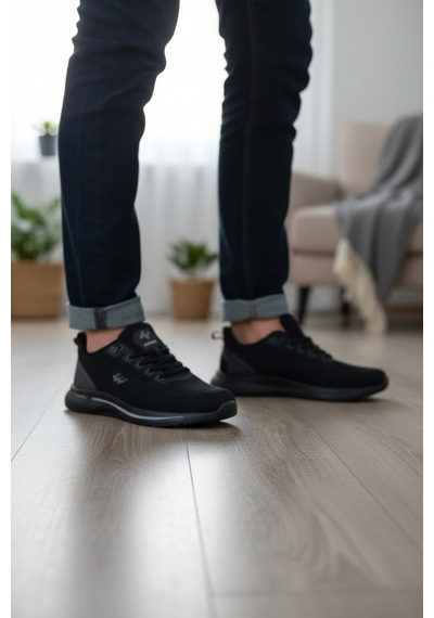 Enoch Örme Dokulu Nefes Alabilen Hafif Sport Sneaker Siyah - Füme