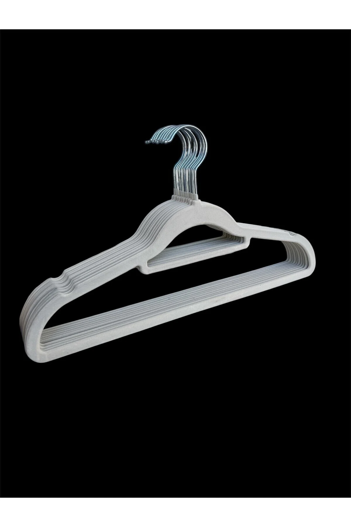 Kadife Askı, Pantolon Askısı, Elbise Askısı, Yüksek Kalite Kadife Kıyafet Askısı, 41 Cm, 10 Adet Krem