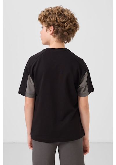 Tommylife Siyah Pamuklu Yumuşak Dokulu Oversize Fit Baskılı Erkek Çocuk T-shirt - 11290 Siyah
