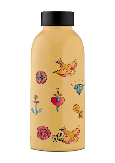 Mamawata Tattoo Paslanmaz Çelik Termos Matara 470 Ml Sızdırmaz Yalıtımlı Suluk Krem