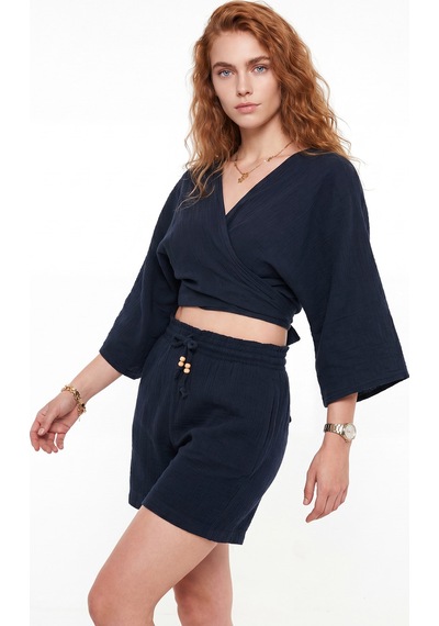 Lela Pamuklu Regular Fit Bağlamalı Crop Kimono Bayan Kimono 668yl2783 Lacivert Lela Pamuklu Regular Fit Bağlamalı Crop Kimono Bayan Kimono 668yl2783 Lacivert