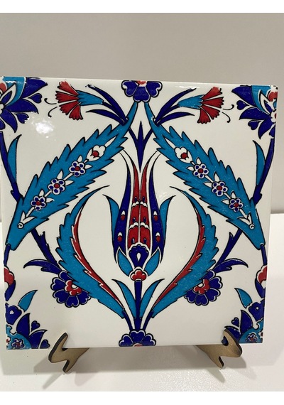 Armada Çini 20x20 Cm Ac 2 Kırmızı Lale Desenli İznik Çini Seramik