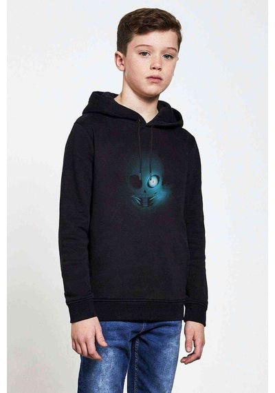 Tshirthane Undertale Gölge Baskılı Unisex Çocuk Kapüşonlu Siyah Sweatshirt
