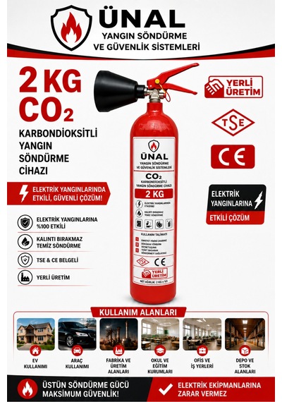 2 Kg Co2 Karbondioksitli Yangın Söndürme Tüpü Tse Ce Belgeli Elektrik Yangınlarına Uygun