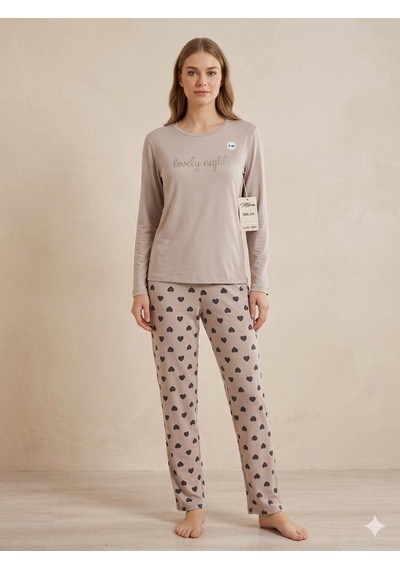 Miressa Uzun Kollu Pijama Takımı Krem