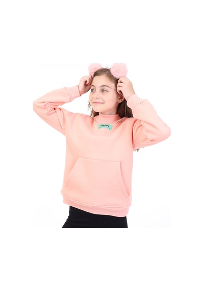Toontoy Kız Çocuk Baskılı Sweatshirt Somon