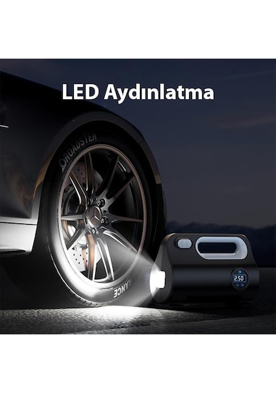 Zhltools St-5523 Led Işıklı Taşınabilir Hava Pompası Kompresör Araç Lastik Şişirme Makinesi