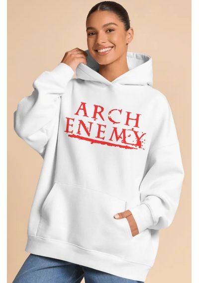 Sevbano Arch Enemy Rock Metal Müzik Grubu Sırt Baskılı Unisex Oversize Pr beyaz