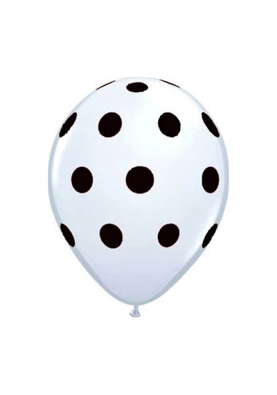 Siyah Puanlı Beyaz Balon - 10 Adet