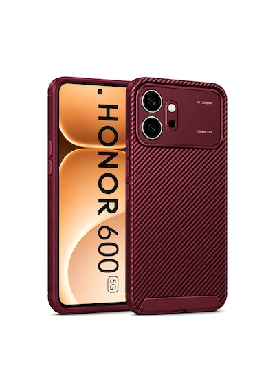 Huawei Honor 600 Kılıf Karbon Silikon Case Bordo