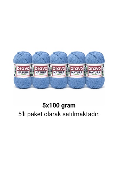 Natura Cotton Mavi 603 Pamuk İplik 100gr 200mt Örgü İpi Amigurumi İpi