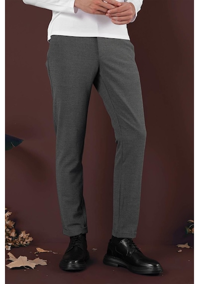 Efor Slim Fit Yan Cepli Dokulu Esnek Casual Antrasit Pantolon P 1139 Antrasit